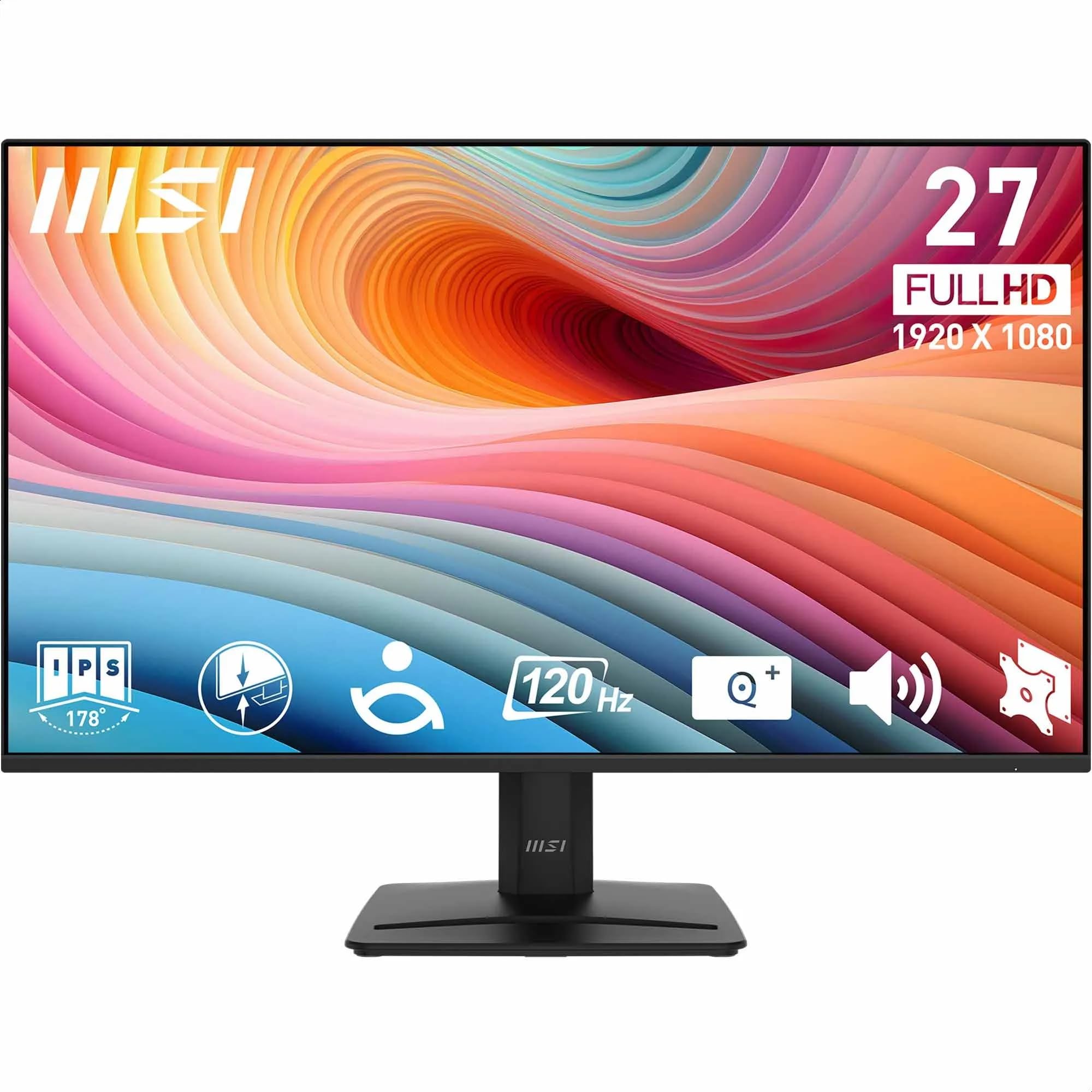 MSI PRO MP251 24.5 Inch Full HD Office Monitor - 1920 x 1080 IPS Panel, 100 Hz, Eye-Friendly Screen, Built-in Speakers, Tilt-Adjustable - HDMI 1.4b, D-Sub (VGA)