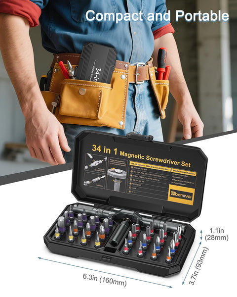 Ankilo 24 in 1 Magnetic Screwdriver Set, DIY Ratchet Screwdriver Set with Rotatable Ratchet Handle, Repair Tool Kit, Small Ratchet Set in case for Furniture Computer Bicycle, Best Gift for Father Day