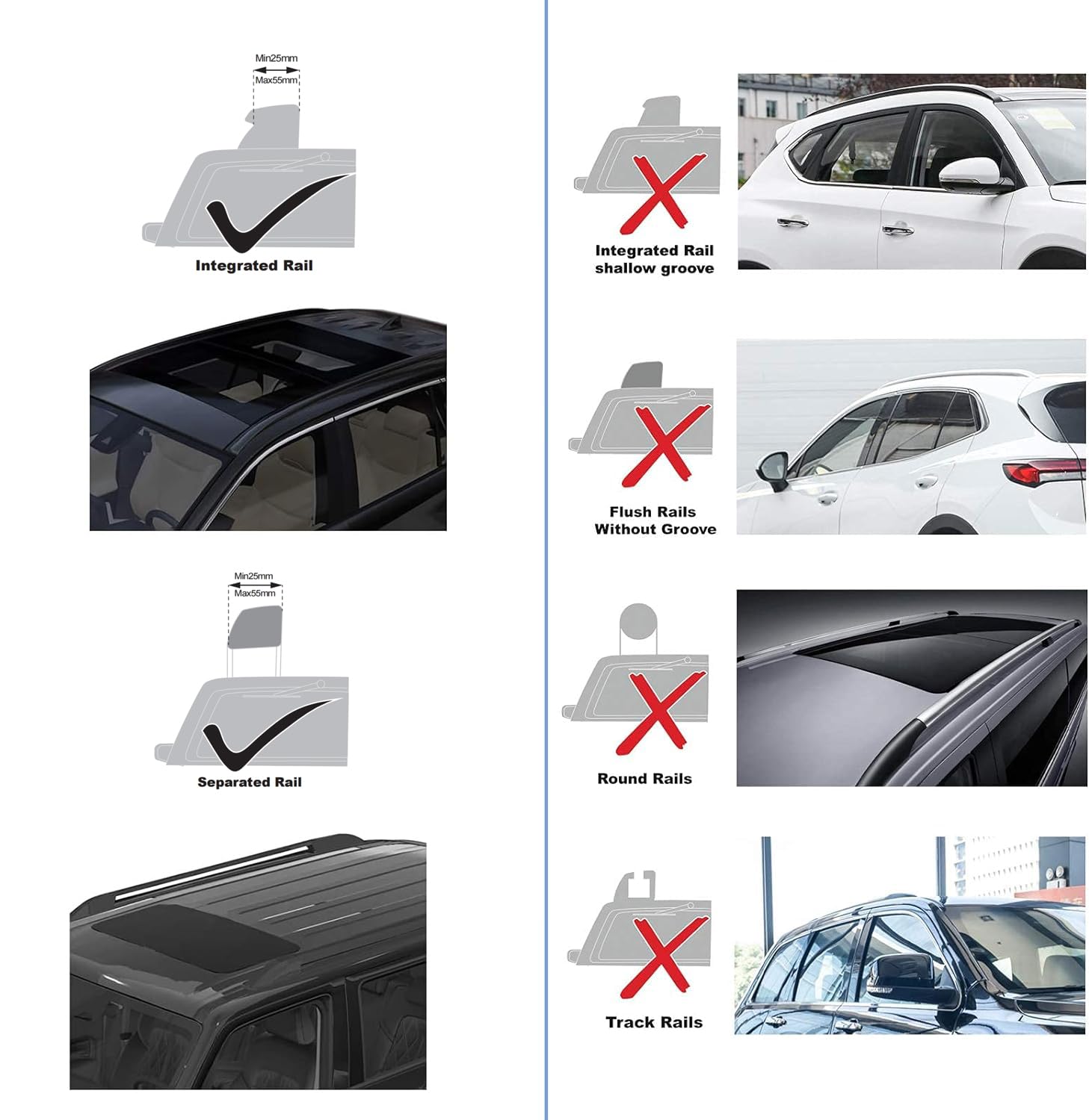 COWVIE Aluminum Universal Roof Rack Cross Bars Pro keyed Locks - Fit Raised Side Rails 120CM