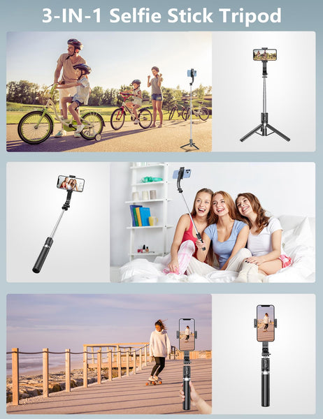 Selfie Stick Tripod with 2 Fill Lights, 45'' Extra Long Phone Tripod with Detachable Remote, Compatible with iPhone, Samsung, Smartphones