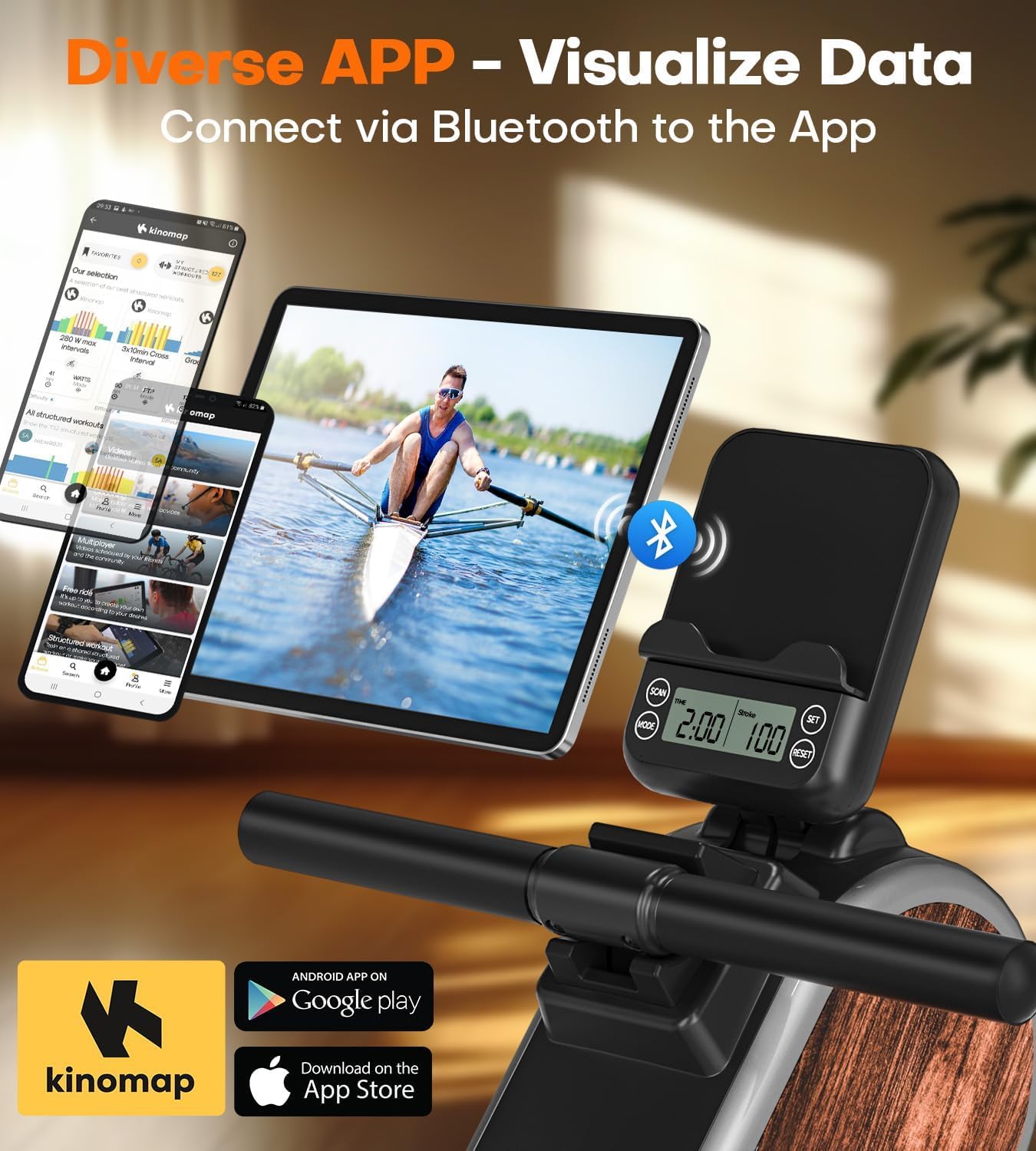 Rowing Machine（2025）, CHAOKE Magnetic Rowing Machines for Home 350 LB Weight Capacity, 16 Levels Resistance Row Machine with Dual Slide Rail Space-Saving Vertical Storage, Easy Assembly