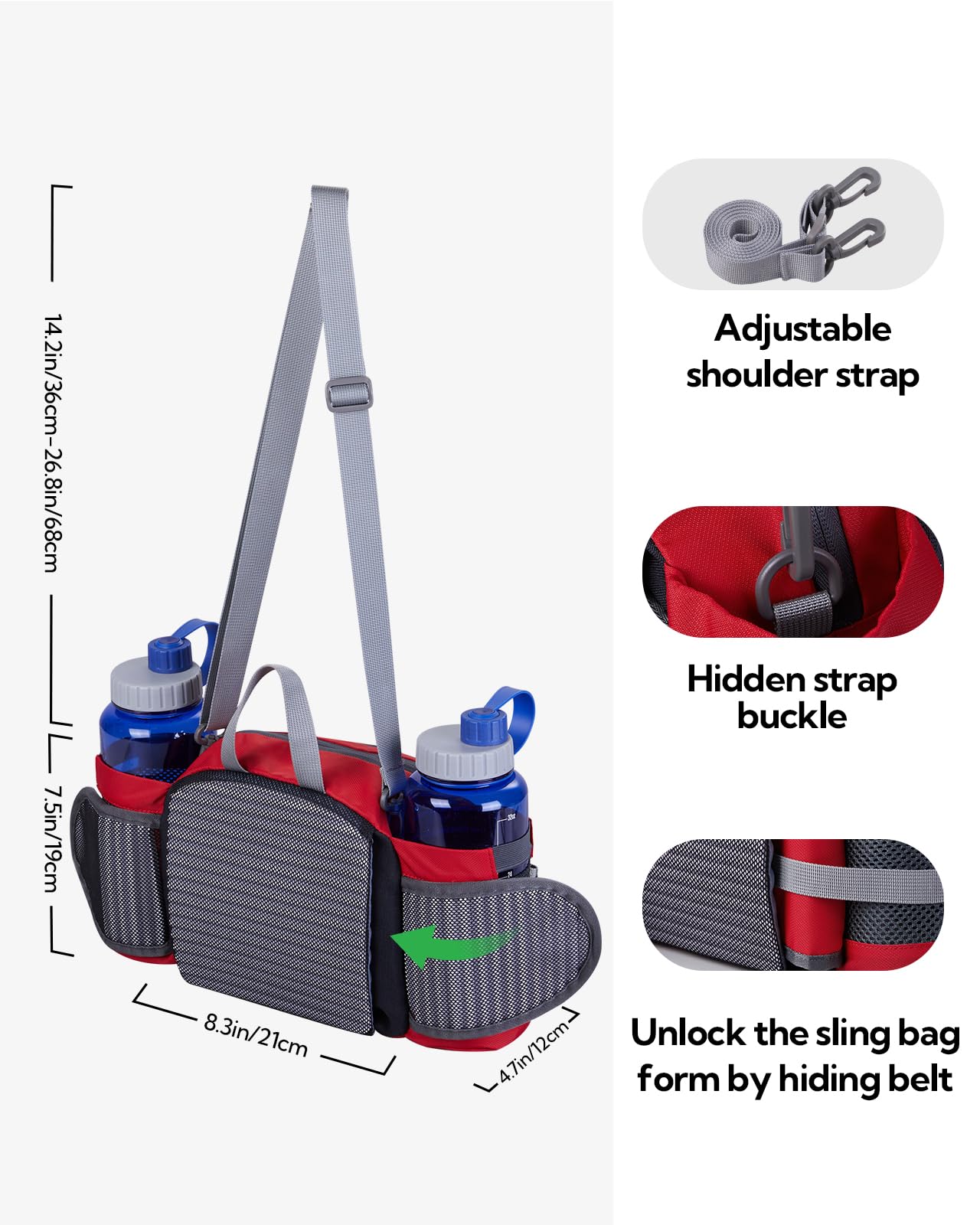 Waterfly Hiking Waist Pack Bum Bag Waist Bag with Bottle Holder Running Bag for Camping Climbing Travel Cycling and Dog Walking