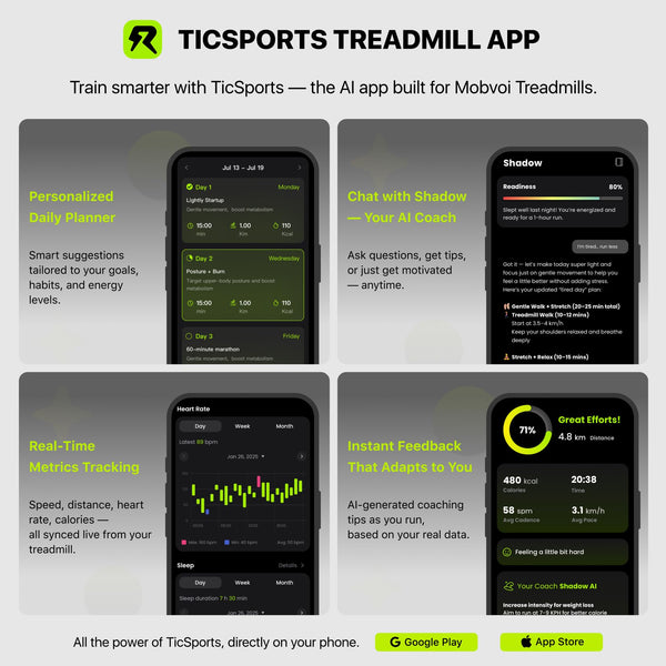 Mobvoi Home Smart AI Treadmill Ultra 6% Incline 3 in 1 Walking Pad Treadmills for Home Office TicSports APP 2.5HP Running Treadmill Handrail Holder for Cup Phone Laptop Speaker 12KMH 120KG