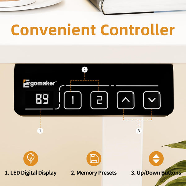 ERGOMAKER Electric Height Adjustable Standing Desk 80x60cm (31.5"x23.6"), Sit Stand Desk with Splicing Top for Home Office (Black Frame + Black Desktop)