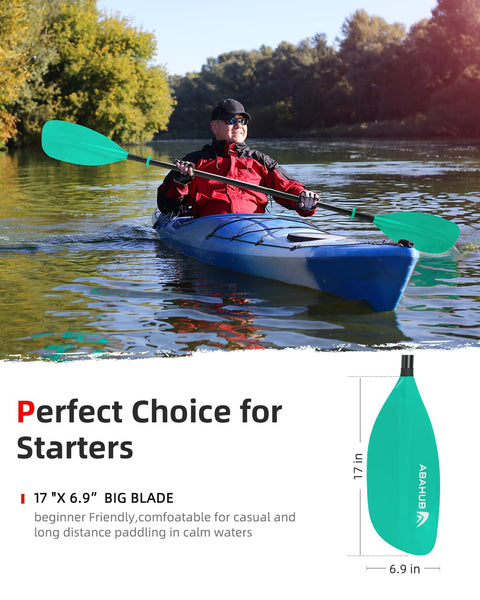 Abahub Adjustable Kayak Paddle 210-230 cm/82-90 Inches Floating Kayaking Oars Boating Oars Canoeing Oars Mint Green