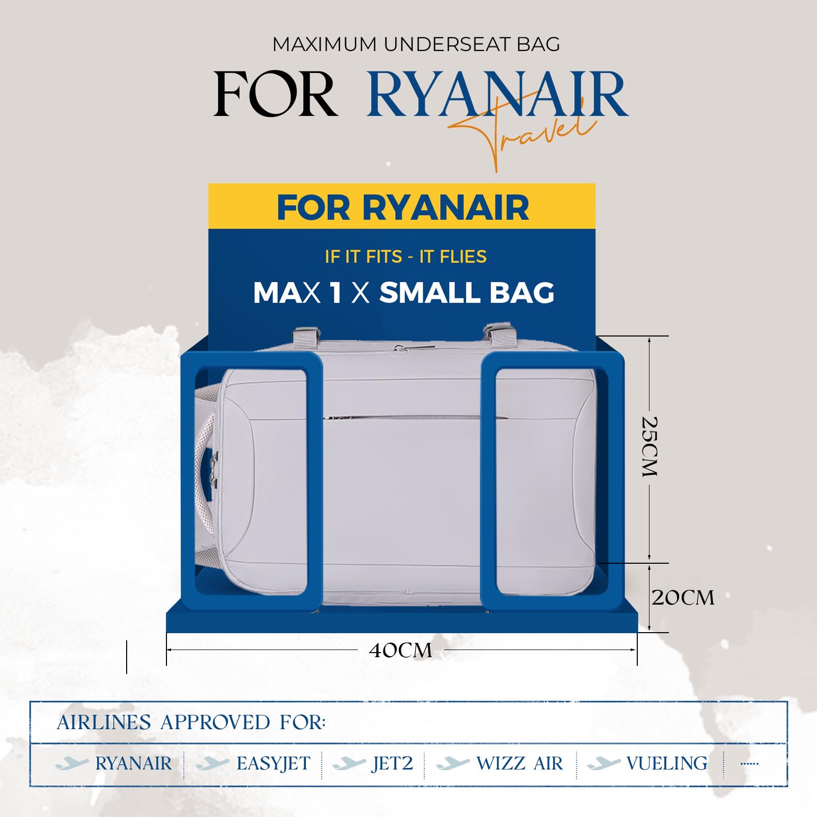 for Ryanair Cabin Bags 40x20x25 Underseat Bag,Small Travel Backpack Cabin Size Carry-ons for Women Men,Hand Luggage for Overnight,Casual Daypack with Laptop Compartment,Anti Theft Pocket