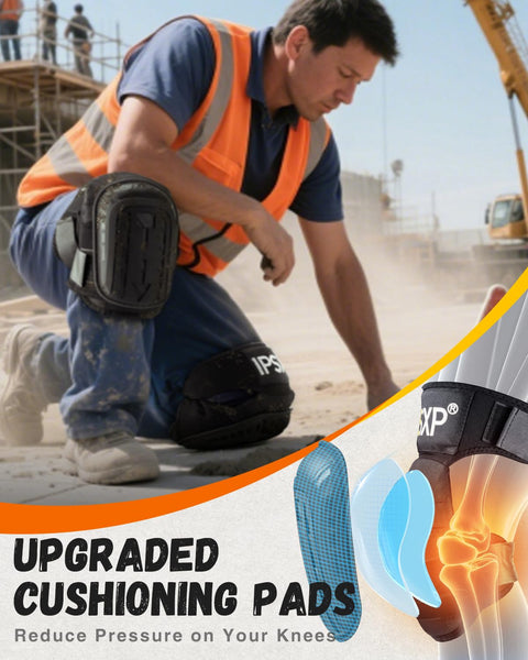 IPSXP Professional Knee Pads for Work,Gardening & Construction Knee Pads for Men and Women with Thick Double Gel Cushion, Strong Adjustable Non-Slip Straps,1 Pair