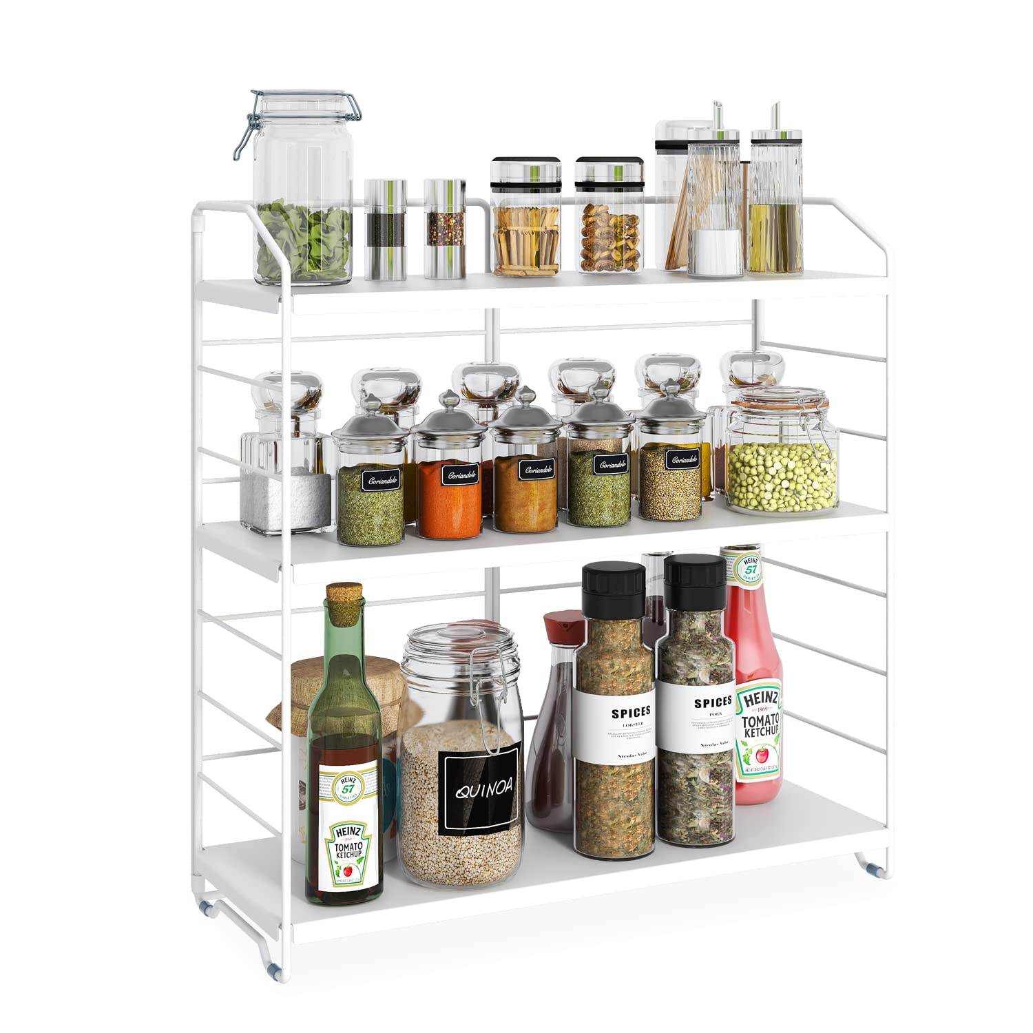 AIRUJIA Spice Rack Organizer 3-Tier Adjustable, Kitchen Countertop Storage Shelf, Free Standing Spice Organizer Rack for Spice Bottles, Bathroom