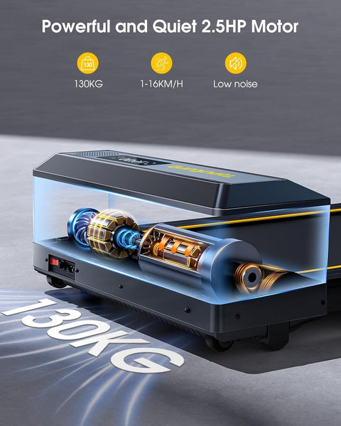 Folding Treadmill with 12% Incline, 4 in 1 Treadmills for Home/Office, Heart Rate, 16KM/H Portable Treadmill, 2.5HP Under Desk Walking Pad, Dual LED Screen, App, Bluetooth Speaker