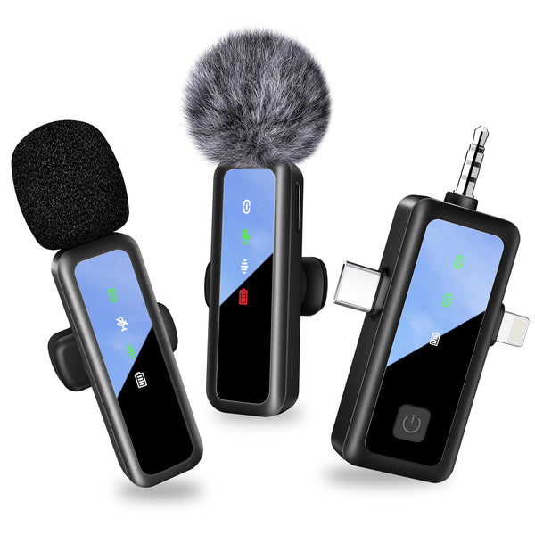 dralud 2 Pack Wireless Lavalier Microphone with Magnetic Clip, Microphone for iPhone Android Phone with USB-C, Mini Mic with Noise Cancellation for Video Recording TikTok YouTube