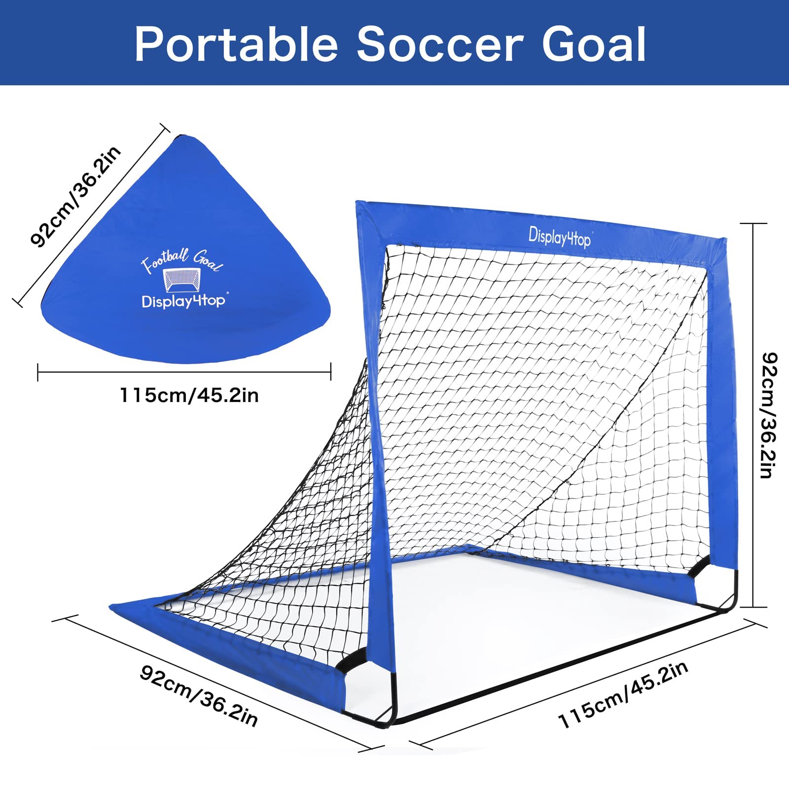 Display4top Set of 2 Football Goal with Carry Bag, Footballs Net for Kids Teens, Foldable Pop-up Goals Indoor Outdoor Sport Training for Garden, Park,