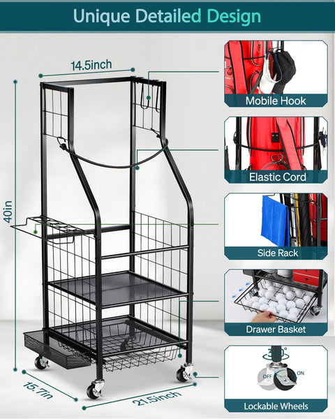 Golf Bag Storage Organizer- Golf Bag Stand Fit for Golf Equipment Accessories, Extra Large Golf Storage Rack for Garage