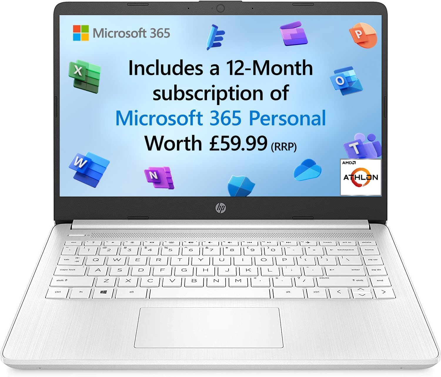 HP Stream 14" Laptop, Intel N4120 Processor, 4 GB RAM, 64 GB eMMC, Intel UHD Graphics, HD Display, Dual Speakers, Microsoft 365 Personal 12 month included, Win 11, Jet Black, 14s-dq0000sa