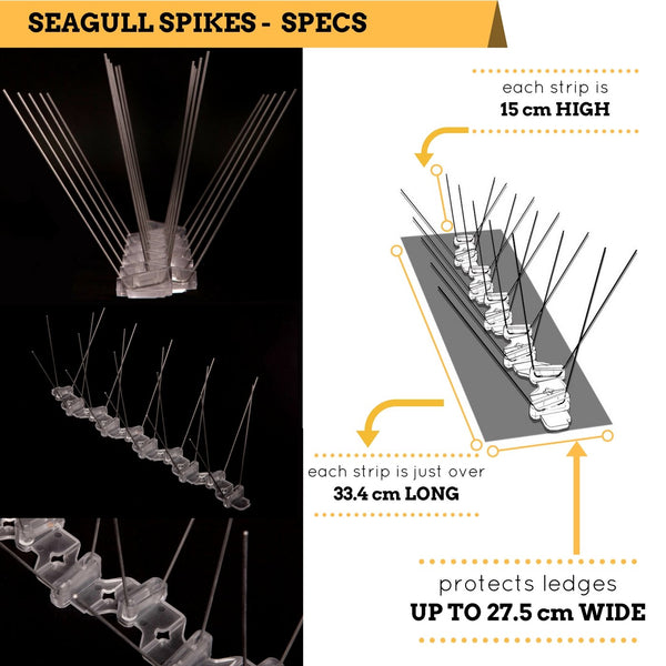 Defender Seagull Spikes Pack | 6 m | Glue | Bird Control Guide | Various Size Packs