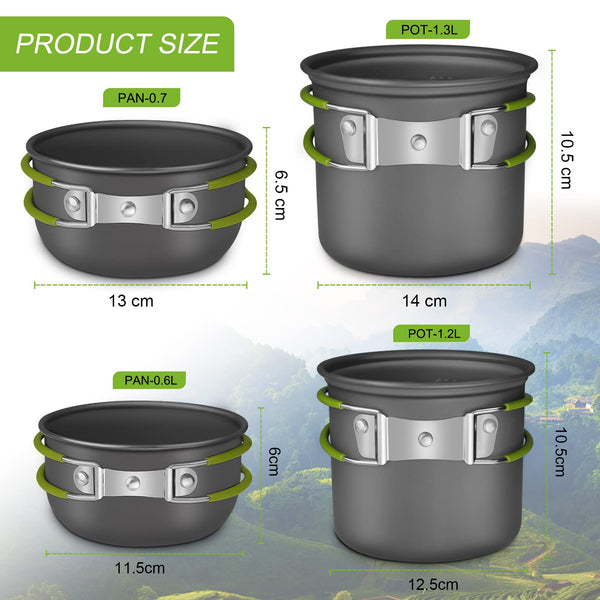 AUTOPkio Camping Cooking Set, Outdoor Camping Pans Pots and Stove - Non Stick Folding Cookware Kit for BBQ Picnic Hiking Backpacking Travel 1-2 Person Use