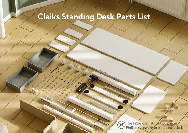 Claiks Electric Standing Desk with Drawers, 120x60cm Height Adjustable Desk with Storage Shelf and Splice Board, Stand Up Desk for Home Office, White Frame/Maple Top