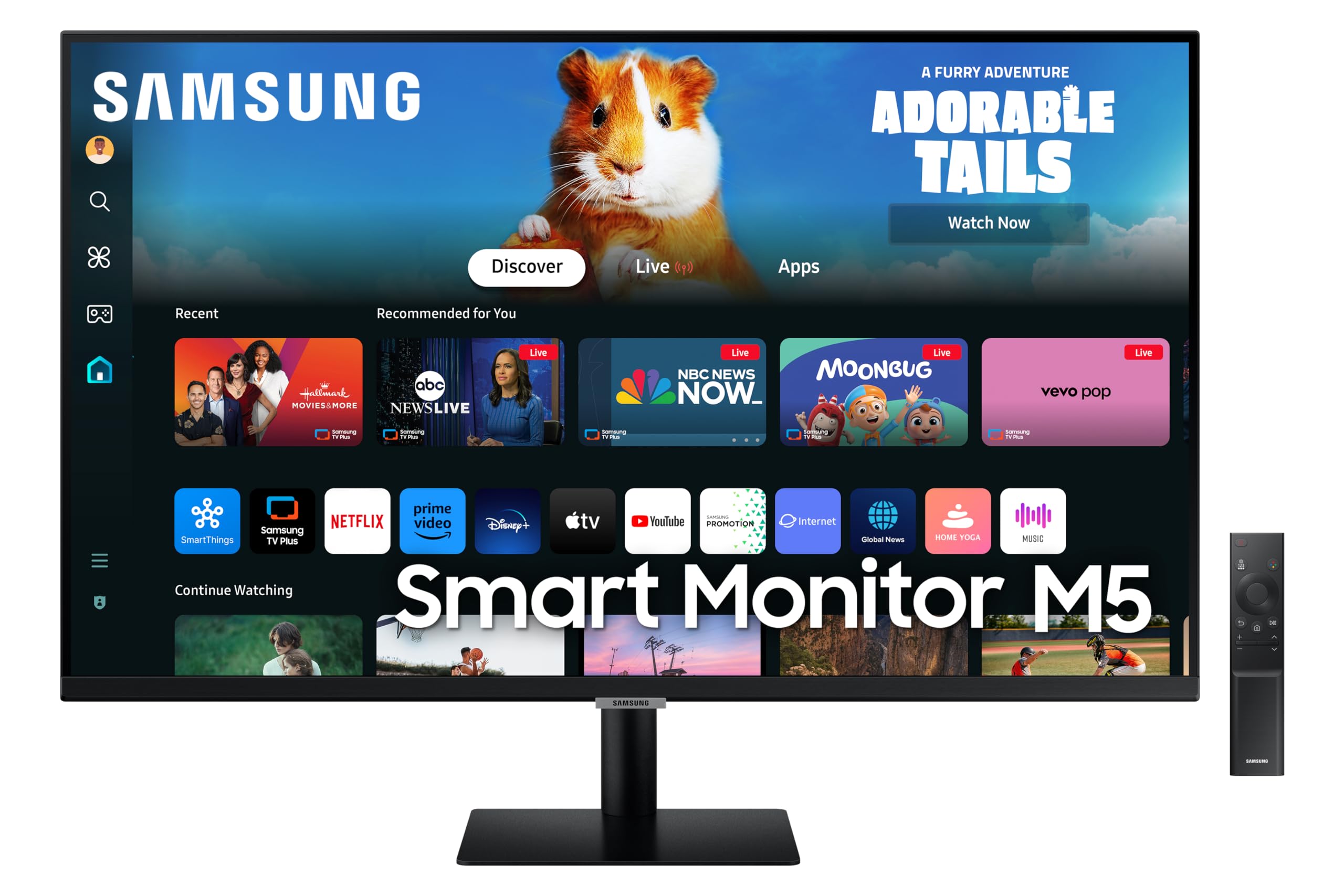 Samsung LS43DM702UUXXU 43" 4K Ultra HD HDR10 Smart Monitor with Speakers - 3840x2160, USB-C, HDMI, WiFi, Bluetooth, Smart Hub for TV streaming, Catch Up Apps and Gaming Hub