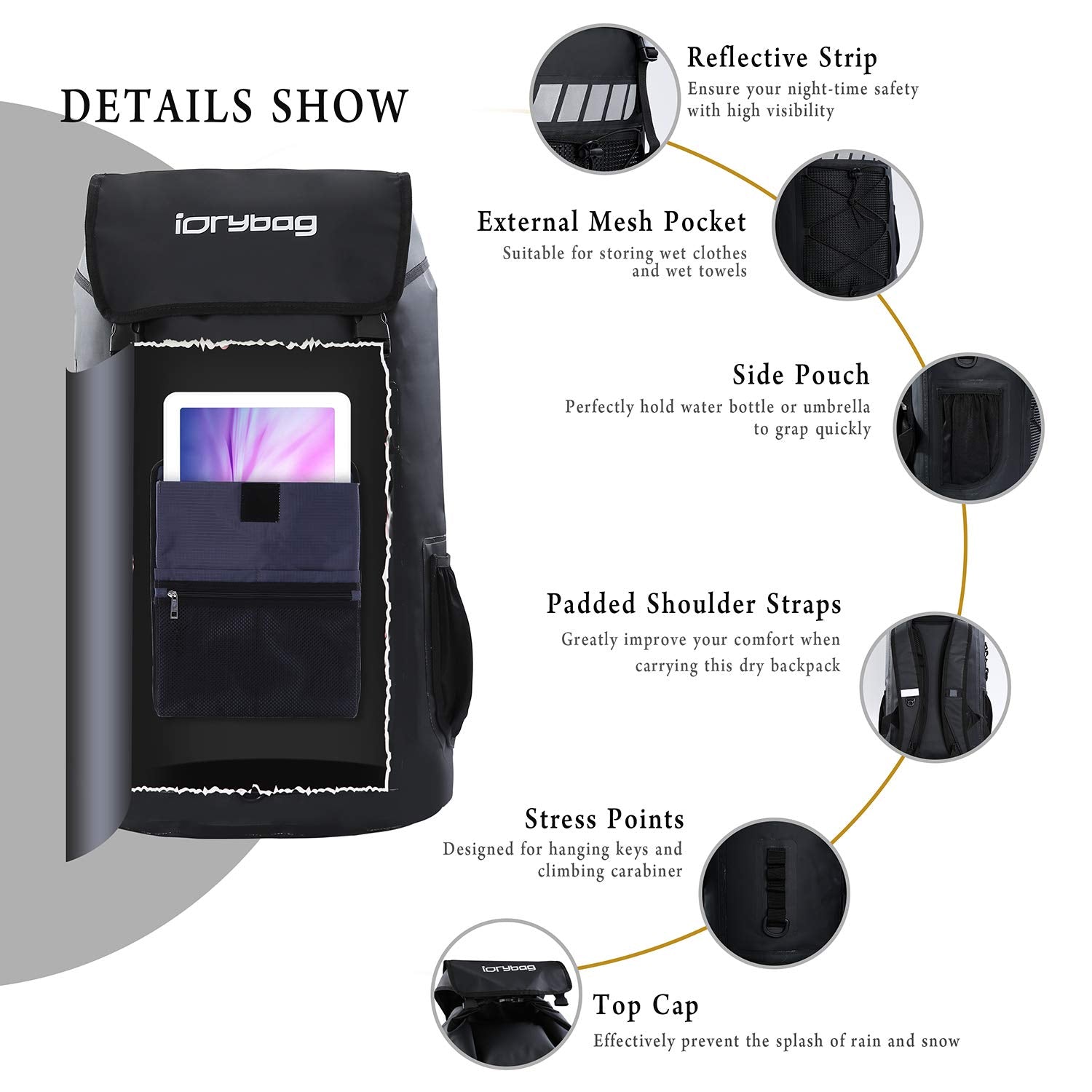 IDRYBAG Waterproof Backpack for Men 25L/45L, Dry Bags Waterproof Bag Kayak, Waterproof Dry Bag Backpack Hiking