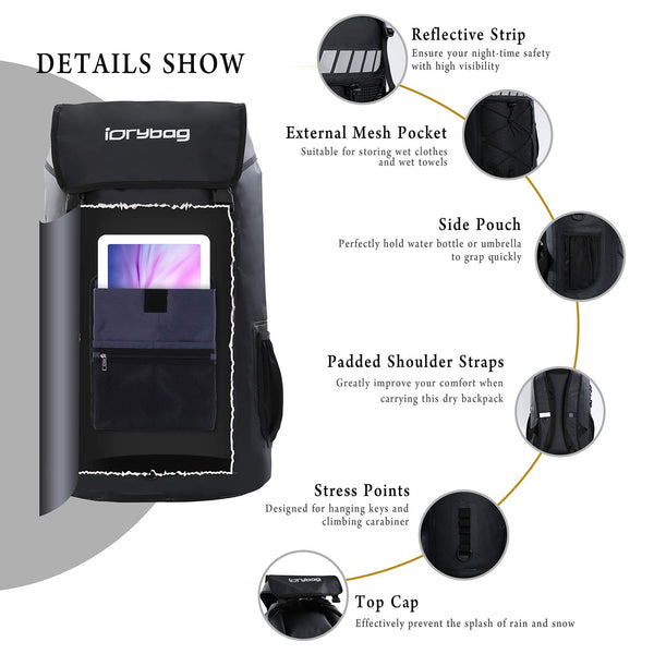 IDRYBAG Waterproof Backpack for Men 25L/45L, Dry Bags Waterproof Bag Kayak, Waterproof Dry Bag Backpack Hiking