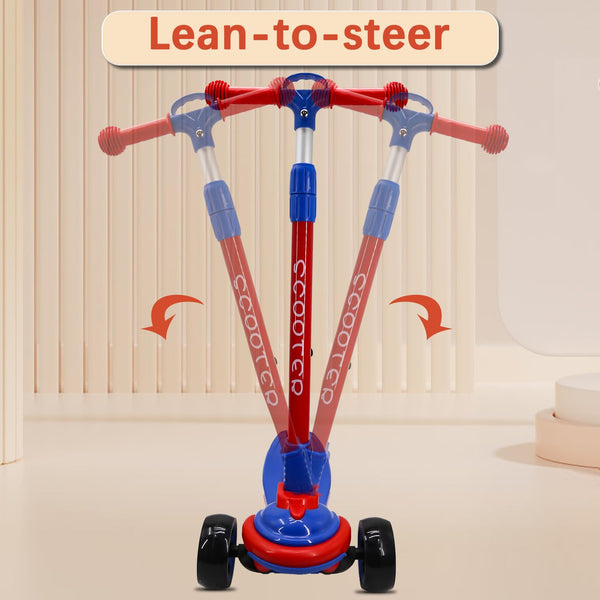 3 Wheels Kids Scooter for 5+ Years Old Boys Girls Teenager Foldable 4 Adjustable Handlebar from 32" - 40" Wide Flashing LED Wheels