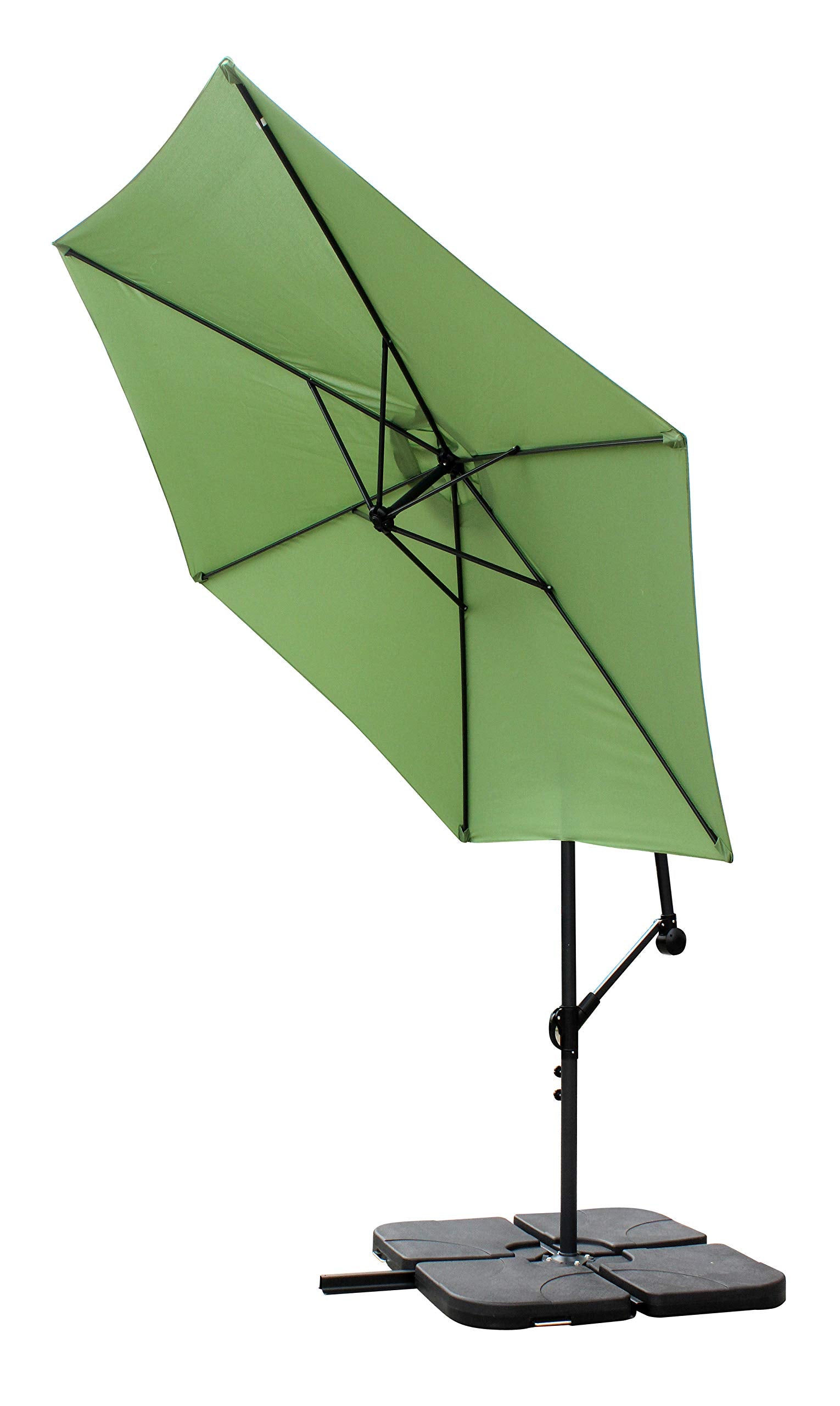 All Seasons Gazebos Ross James premium garden parasol umbrella with crank handle including base weight (Green)