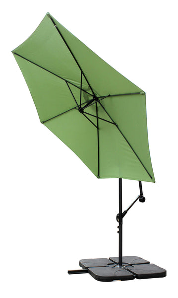 All Seasons Gazebos Ross James premium garden parasol umbrella with crank handle including base weight (Green)