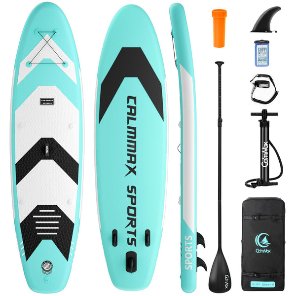 CalmMax Inflatable Stand Up Paddle Board 10'6"×32"×6" SUP Package with Non-Slip Deck, Pump, Paddle, Leash, Waterproof Backpack for Youth & Adult