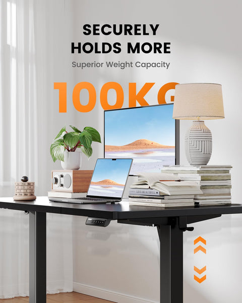 ErGear Electric Standing Desk-160 x 80 cm-100kg Load Capacity Height Adjustable Desk with Advanced Brushless Motor, Quiet Operation, Sturdy Metal Frame,Four-part Tabletop