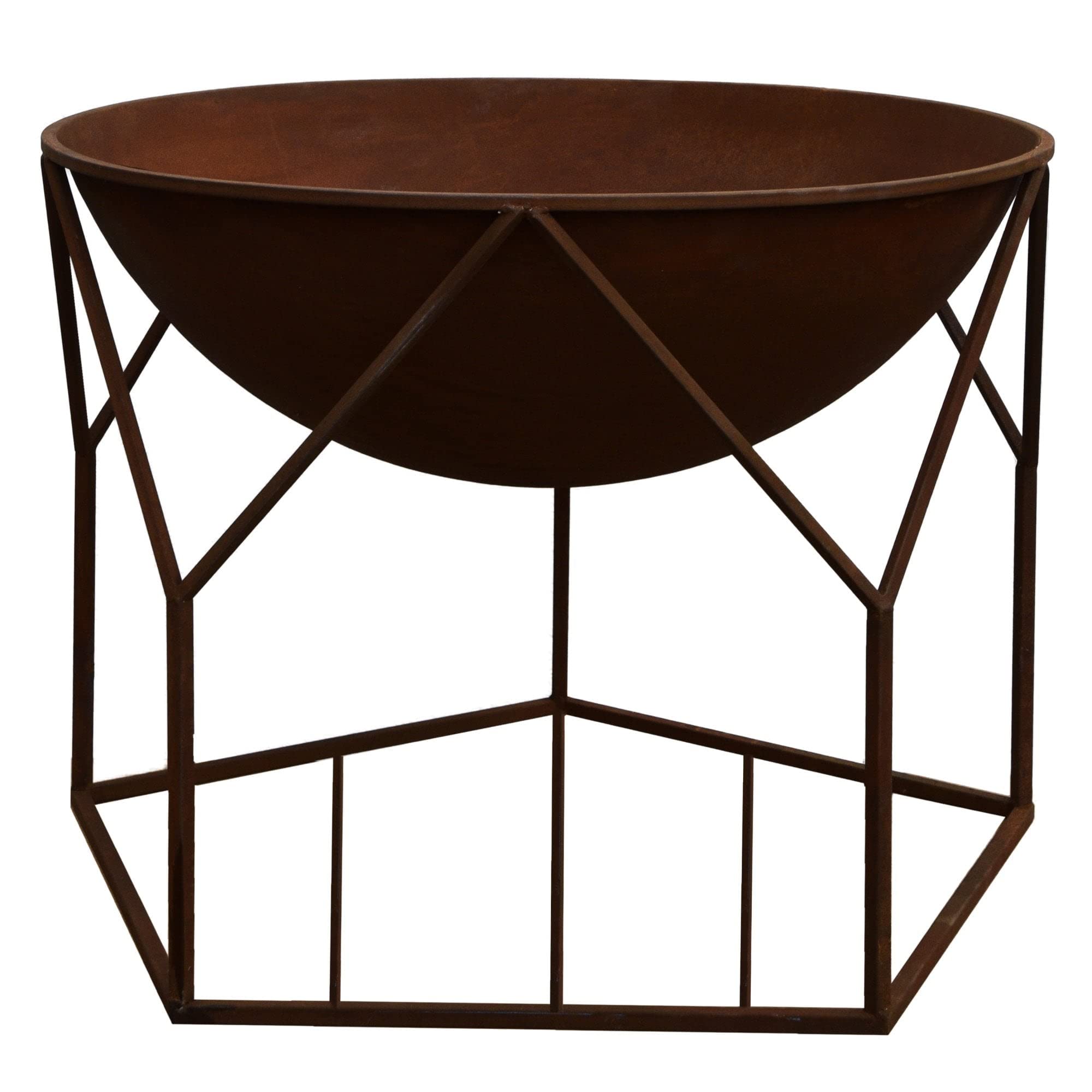 Ivyline Buckingham Firebowl with Geometric Stand in Black - UV Stable, Frost Proof & Durable - Contemporary Stylish Outdoor Firepit - H51cm x W70cm