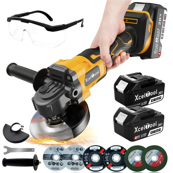 Cordless Angle Grinder,125mm Brushless Battery Grinders for 20V MAX Battery (Battery Not Included), 8500RPM Power Tool with 2-Position Adjustable Handle, for Cutting, Grinding and Polishing