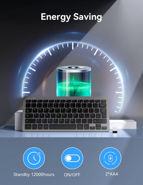 TECKNET 2.4G Wireless Keyboard For Windows/Chrome OS, UK Layout Compact Mini Keyboard, Small Silent Whisper-Quiet Keyboards with 12 months Battery Life (Pink)