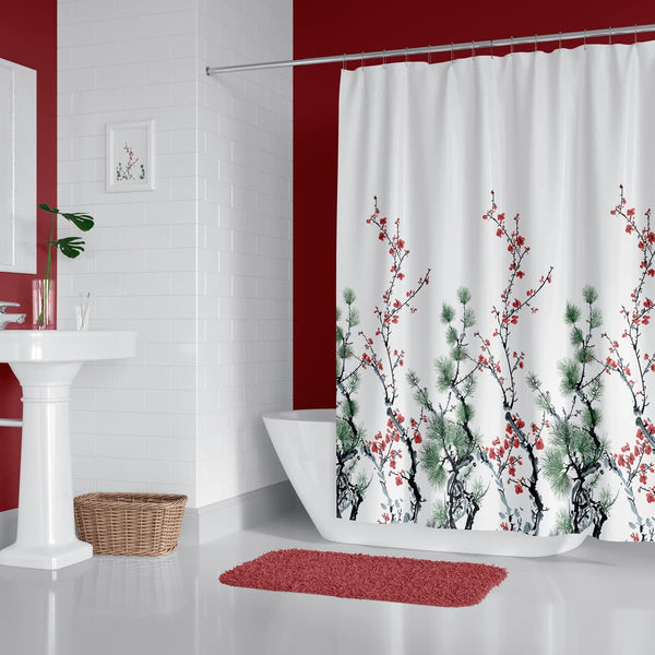 andija Waterproof Shower Curtain, 180 x 200 cm, Anti-Mould, Antibacterial Bathroom Curtain, Washable Fabric Bathroom Curtain, Polyester Bath Curtain