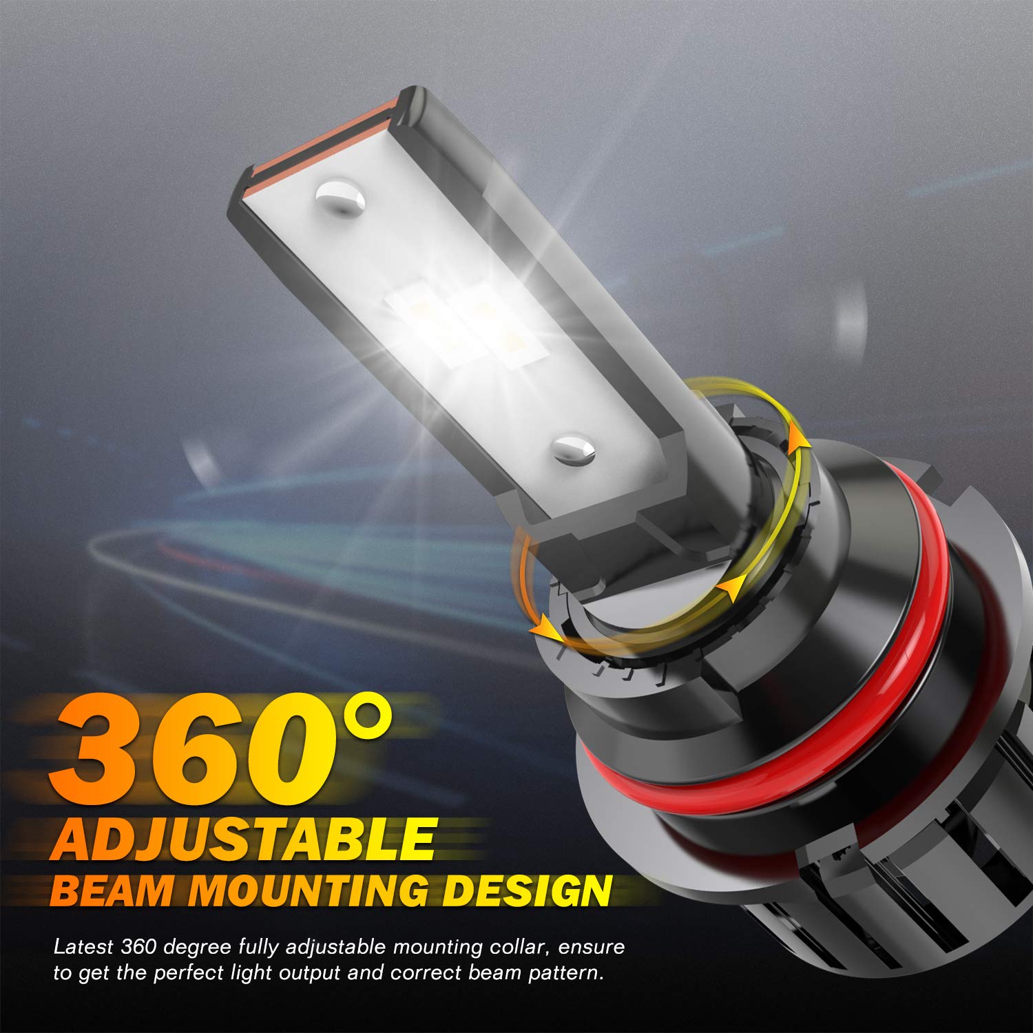 KATUR H7 LED Headlight Bulb, 80W 16000LM 6000K Cool White 400% Brightness Super Bright 360 Degree Adjustable Beam Angle H7 Headlight Bulb Conversion Kit IP65 Waterproof, Pack of 2