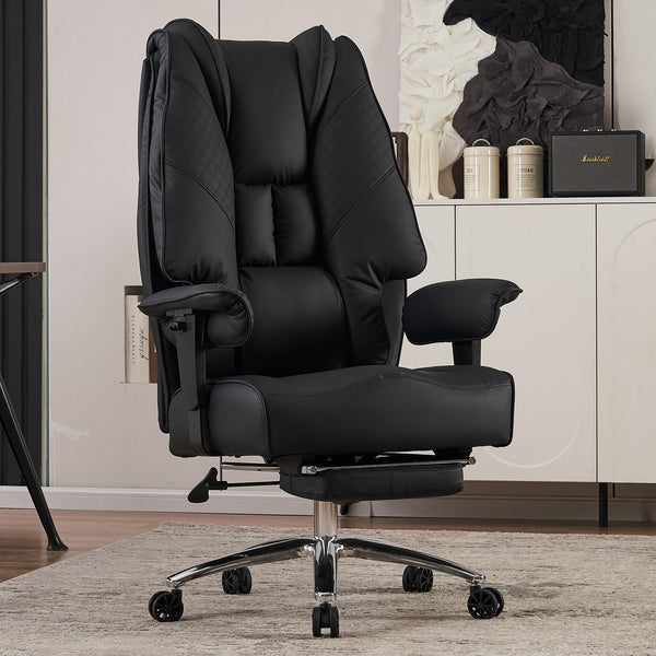 EXCEBET Ergonomic Office Chair – High Back PU Leather Executive Desk Chair with Adjustable Armrests, Swivel Computer Chair for Home/Office, Heavy Duty Support up to 400 lbs
