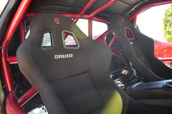 Set of Barbarian Fixed Bucket DRUID Racing Seats for MX5 Mk3 (NC Chassis) Mazda, Black Felt, Track, Race, Drift