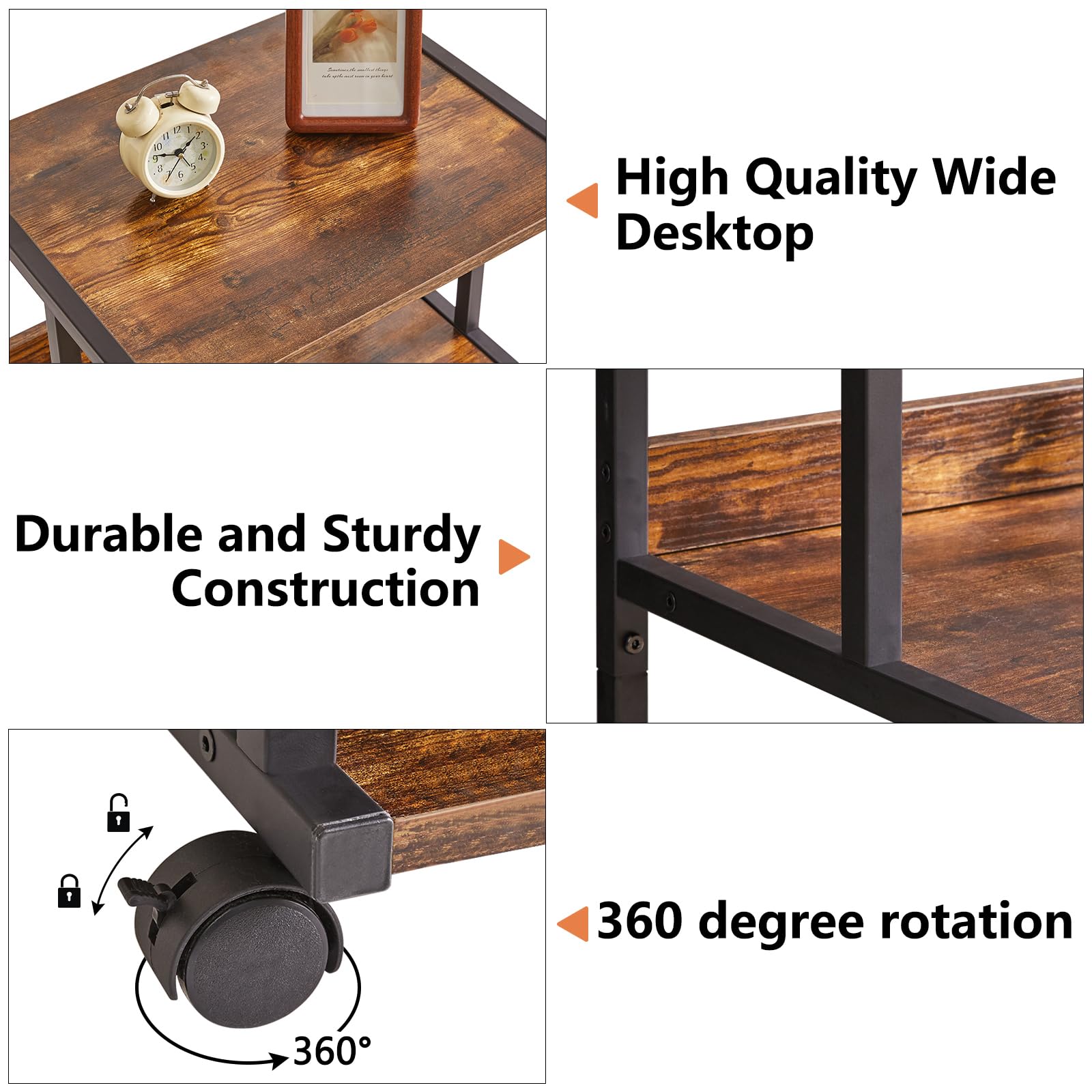 IBUYKE Printer Stand with Storage Shelf,3 Tier Printer Table with Wheels,Printer Cart for Home Office Organization, Rolling Cart Stand for Heat Press