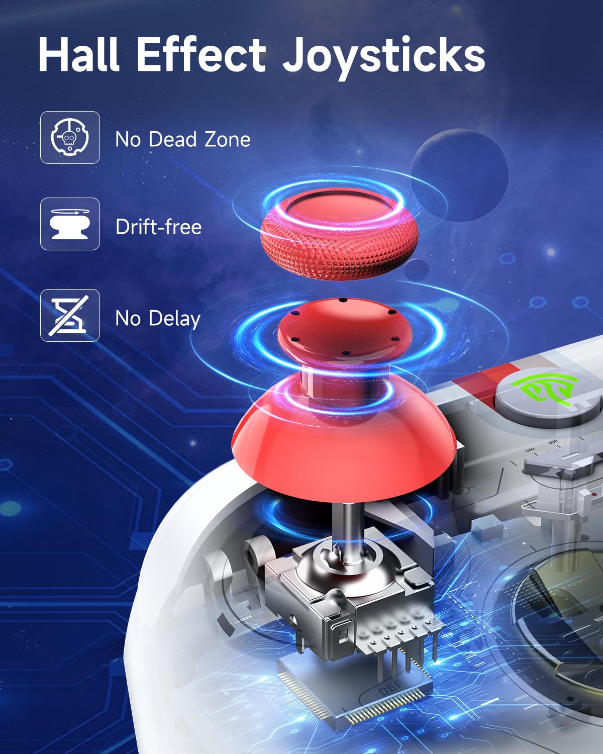 EasySMX X15 Wireless PC Controller with Hall Triggers, Hall Joysticks, Enhanced Bluetooth Game Controller,No Drift No Deadzone effect, Compatible with Windows PC, Android, Steam and Switch