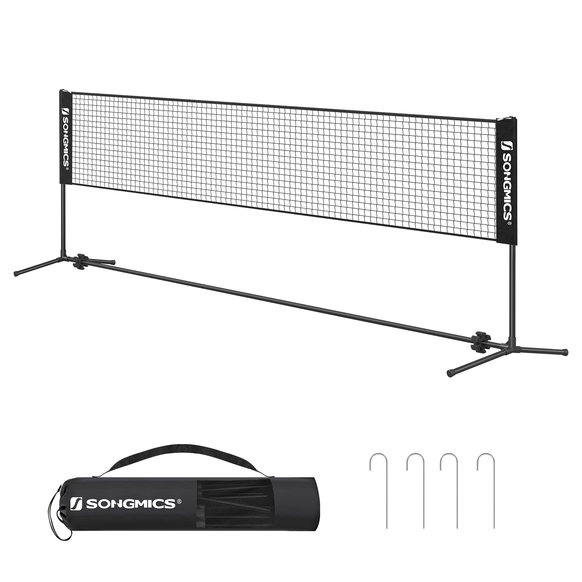 SONGMICS 3 m Badminton Net, Volleyball Net, Adjustable Poles Height, Portable Set for Tennis