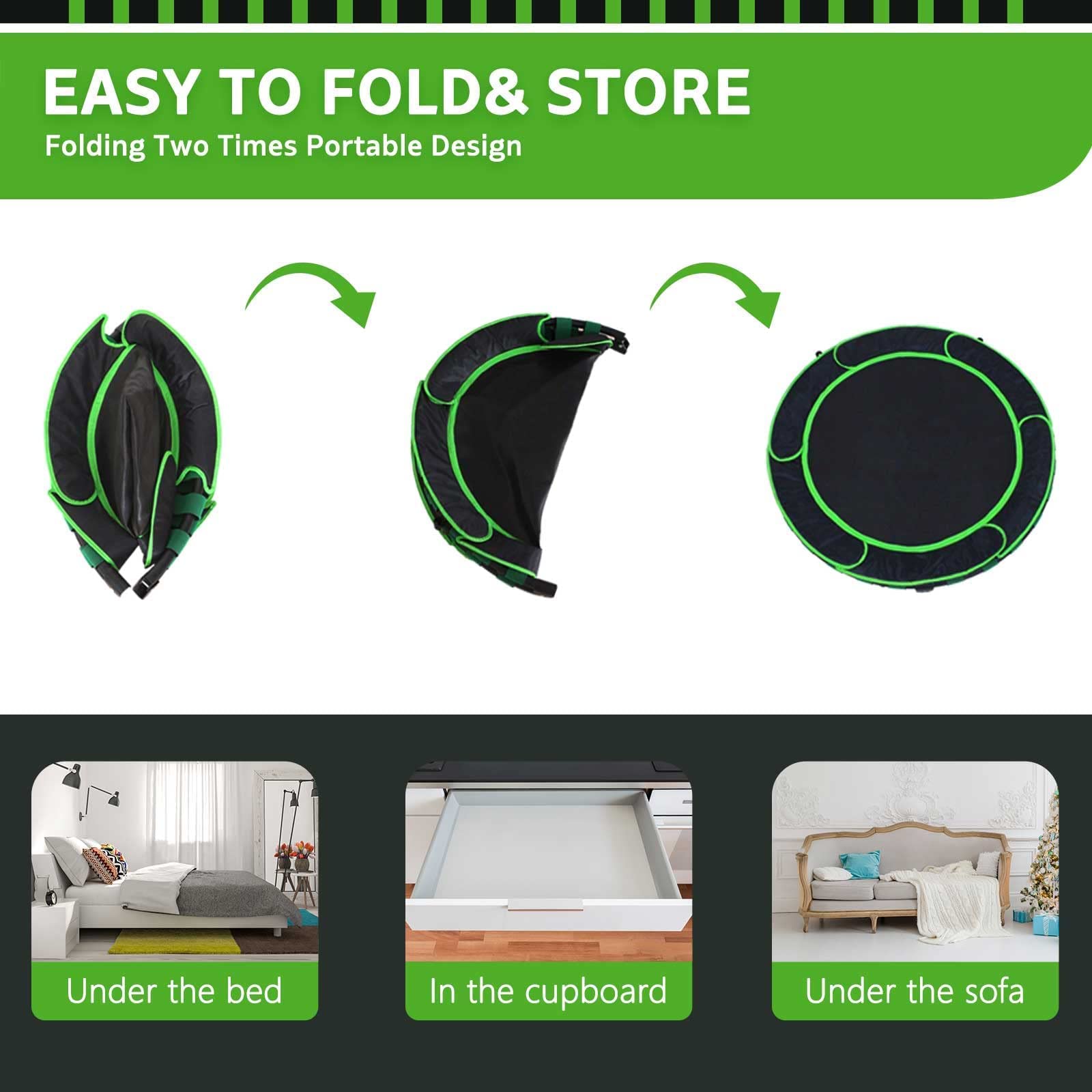 36'' Kids Trampoline Easy Assembly with Handrail and Safety Padded Protective Cover Indoor & Outdoor Jumping Aerobic Fitness Exercise Workout Use for