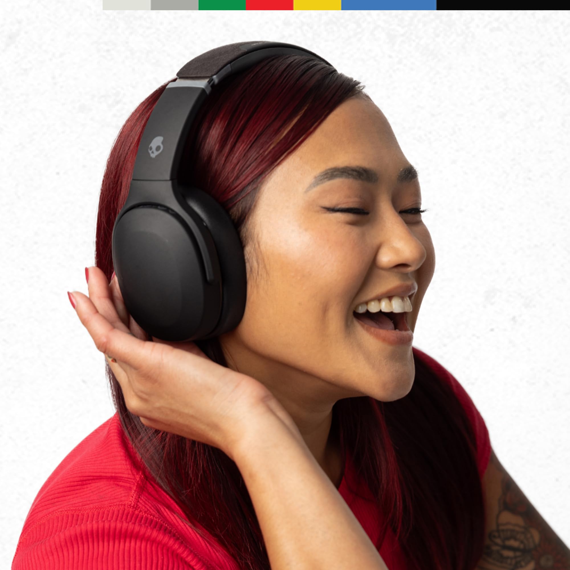 Skullcandy Crusher Evo Wireless Bluetooth Headphones with Multi-Sensory Bass and Charging Cable, Noise Isolating Over-Ear Fit, Up to 40 Hours Battery, Microphone for iPhone Android - Bone