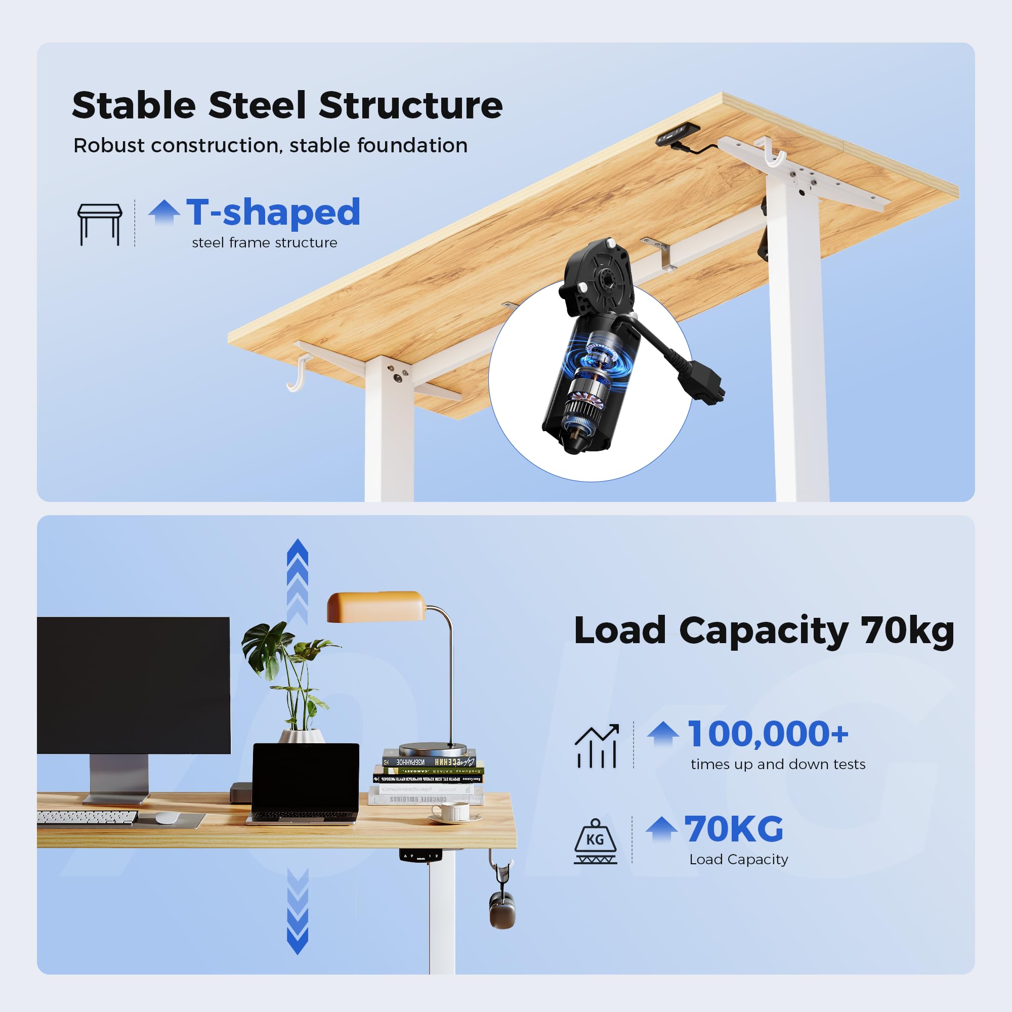 Agilestic L-Shaped Electric Standing Desk, 140cm Height Adjustable Sit-Stand Desk for Home Office, Ergonomic Computer Desk with Spliced Board, White