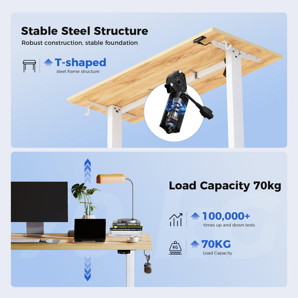 Agilestic L-Shaped Electric Standing Desk, 140cm Height Adjustable Sit-Stand Desk for Home Office, Ergonomic Computer Desk with Spliced Board, White