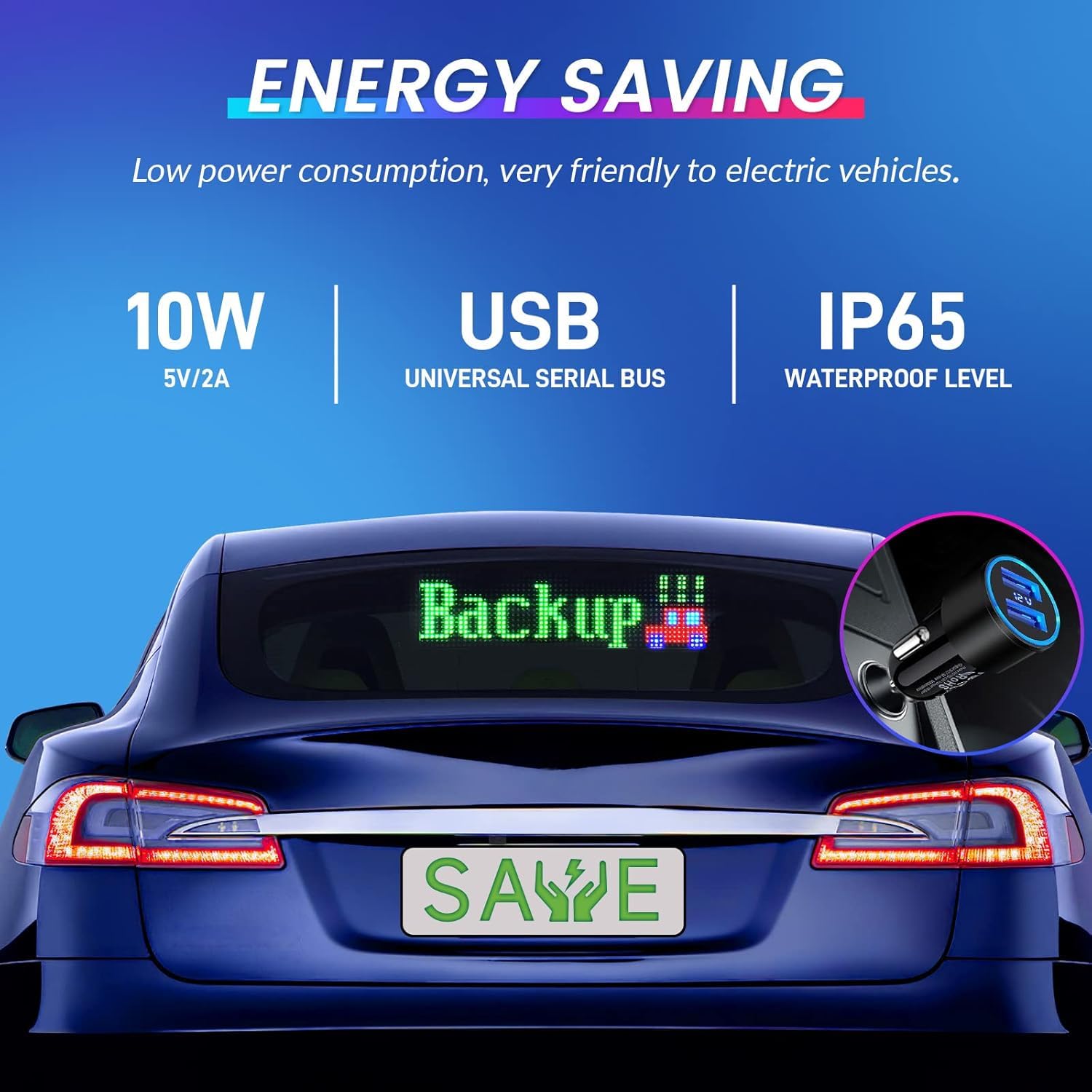 Qnoavve Bluetooth App Control LED Sign, 14.6"x3.6" Devil Eyes Car Lights, Flexible USB 5V LED Car Sign, Programmable Customizable Display Panel, Scrolling Message Board for Store Bar Hotel Party