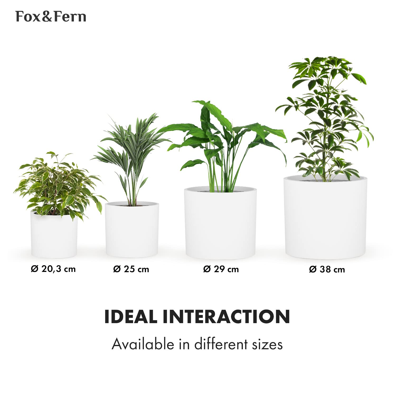 Fox & Fern Plant Pot, Large Plant Pots for Indoor & Outdoor, UV & Frost Resistant Plant Vase with Drainage Plug, Fiberstone, Large Indoor Pots for
