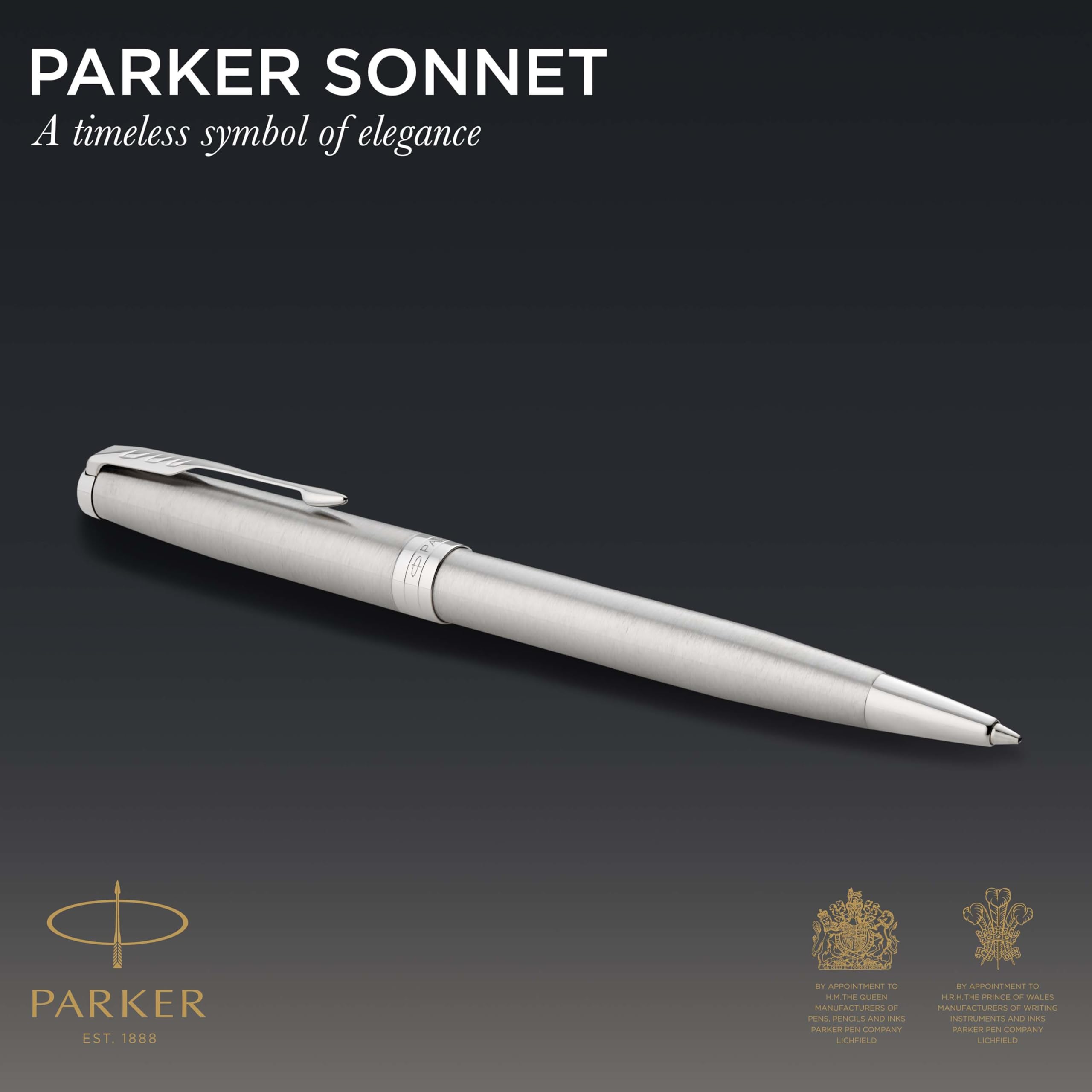 Parker Sonnet Ballpoint Pen | Stainless Steel with Gold Trim | Medium Point | Handwriting Pens & Stationery Supplies | Black Ink | Gift Box