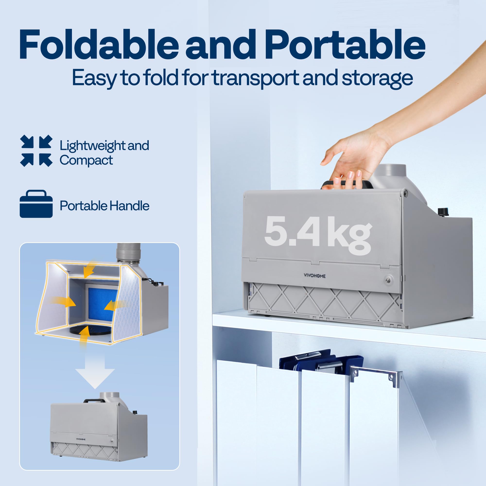 VIVOHOME Dual Fans Airbrush Paint Spray Booth with 4 LED Lights Turn Table and Filter Hose, Portable Airbrush Booth for Painting Model Craft