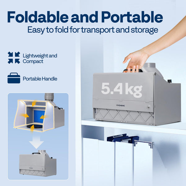 VIVOHOME Dual Fans Airbrush Paint Spray Booth with 4 LED Lights Turn Table and Filter Hose, Portable Airbrush Booth for Painting Model Craft
