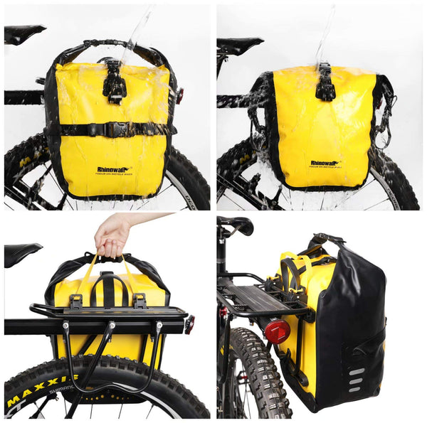 Rhinowalk Bike Bag Waterproof Bicycle Pannier Rear Seat Bag for Cycling Bicycling Traveling Riding, Yellow