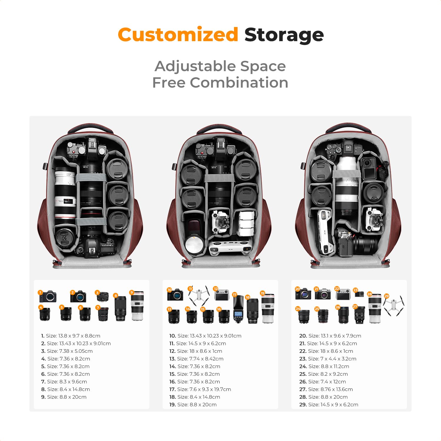 K&F Concept Camera Backpack,Hardshell DSLR Photography Camera Bag with 15-15.6 Inch Laptop Compartment Waterproof Camera Case Compatible for Canon/Nikon/Sony/DJI Mavic Drone