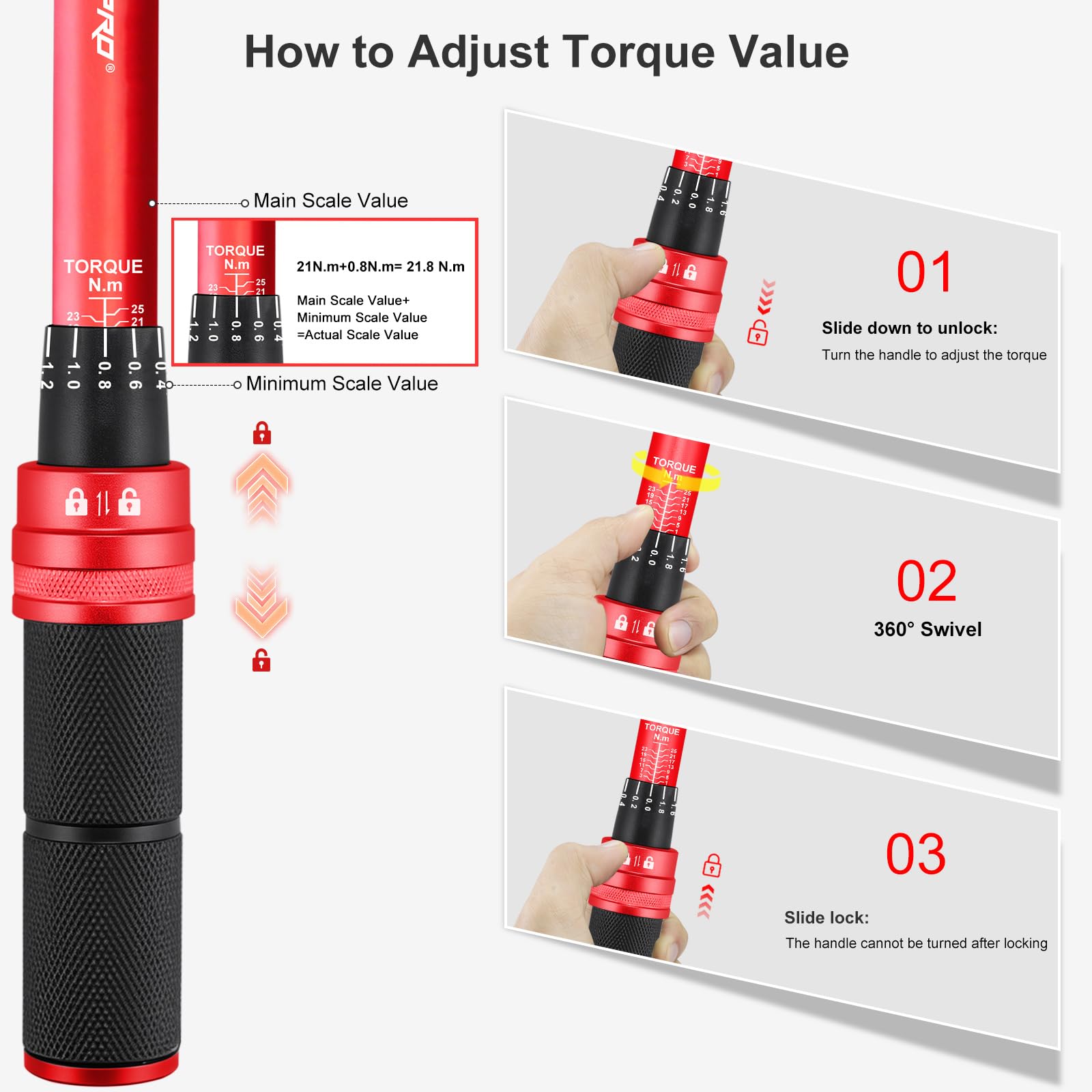 ATsafepro Torque Wrench 3/4 Inch, 100-600 Nm Torque Wrenchs, ±3% Error Accuracy with 48 Teeth Dual-Direction Adjustable for Repair of Car, Truck, Tractor